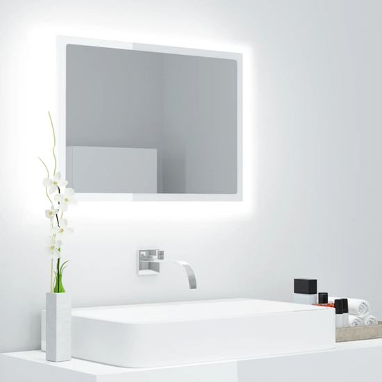 Photo of Ormond gloss bathroom mirror in white with led lights