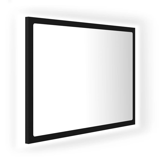 Ormond Wooden Bathroom Mirror In Black With LED Lights_5
