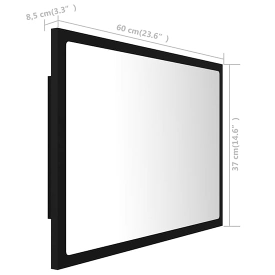 Ormond Wooden Bathroom Mirror In Black With LED Lights_7
