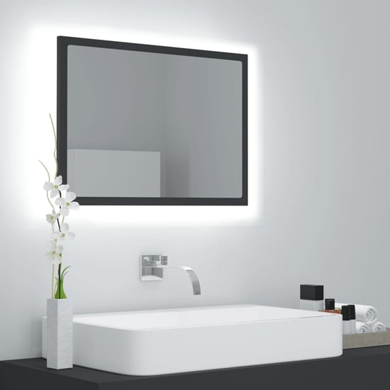 Read more about Ormond wooden bathroom mirror in grey with led lights