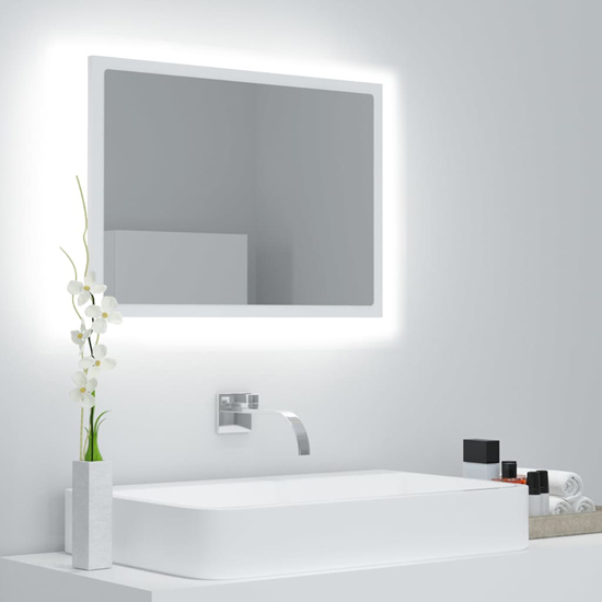 Ormond Wooden Bathroom Mirror In White With LED Lights_1