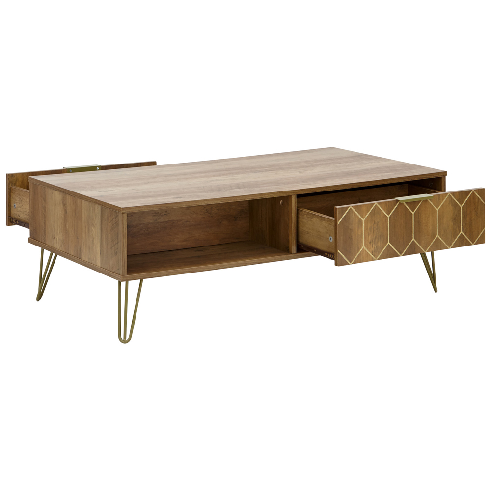 Ormskirk Wooden Coffee Table With 2 Drawers In Oak