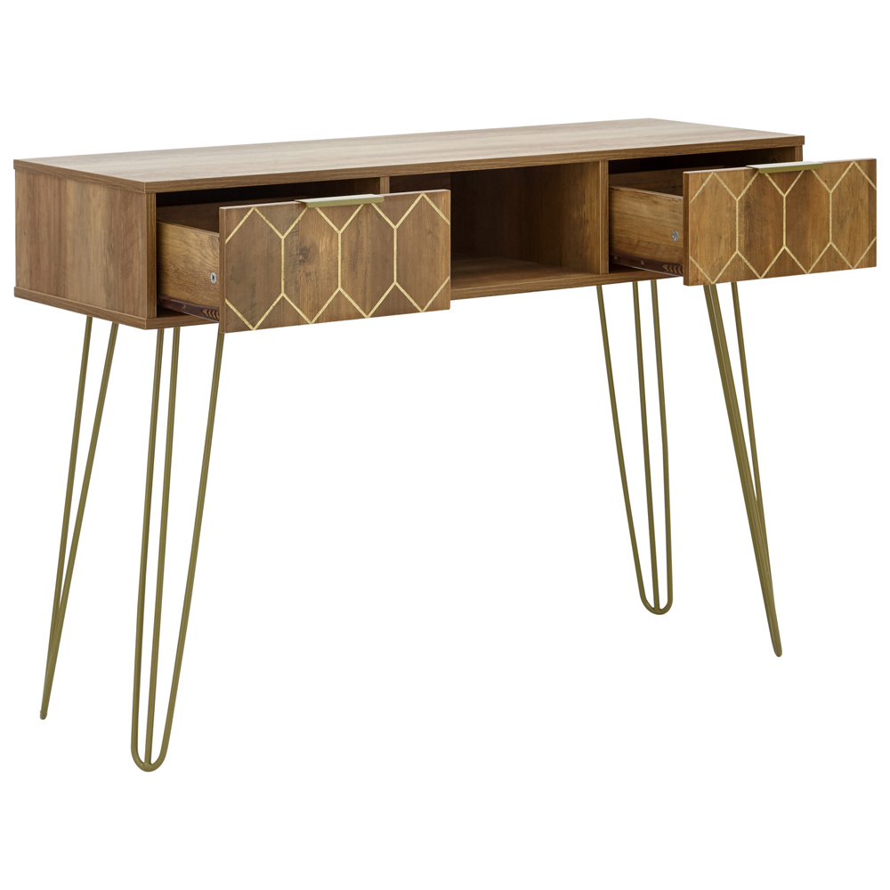 Ormskirk Wooden Console Table With 2 Drawers In Oak
