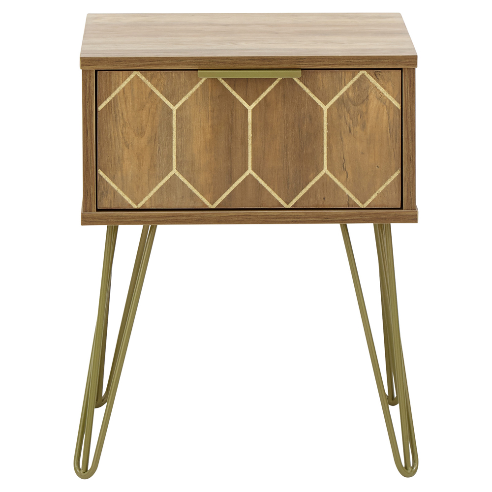 Ormskirk Wooden Lamp Table With 1 Drawer In Oak