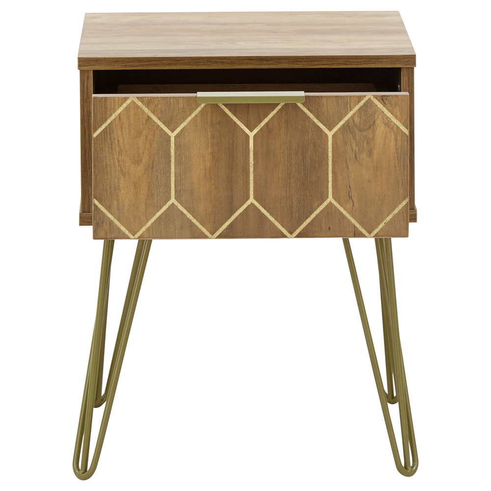 Ormskirk Wooden Lamp Table With 1 Drawer In Oak