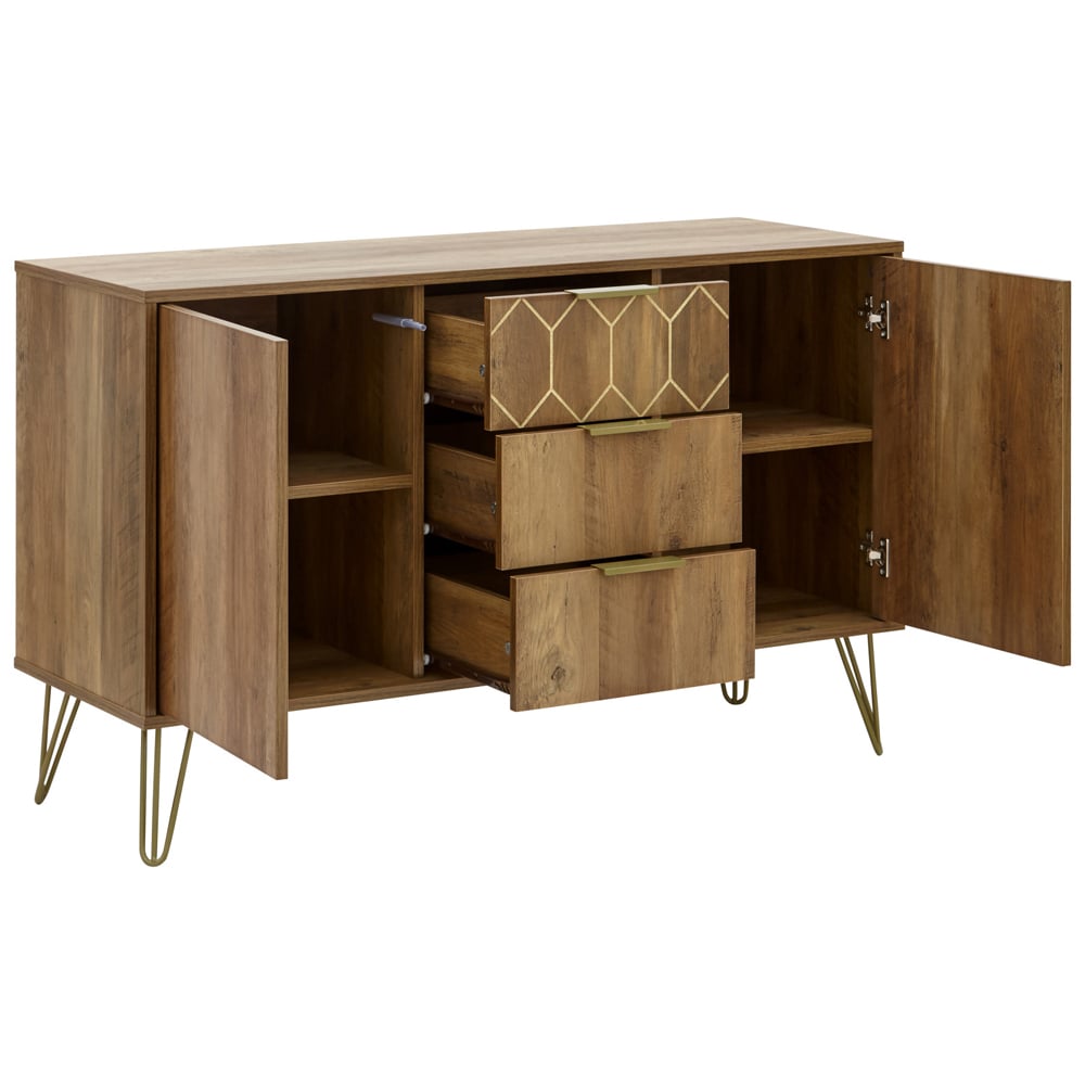 Ormskirk Wooden Sideboard With 2 Doors 3 Drawers In Oak