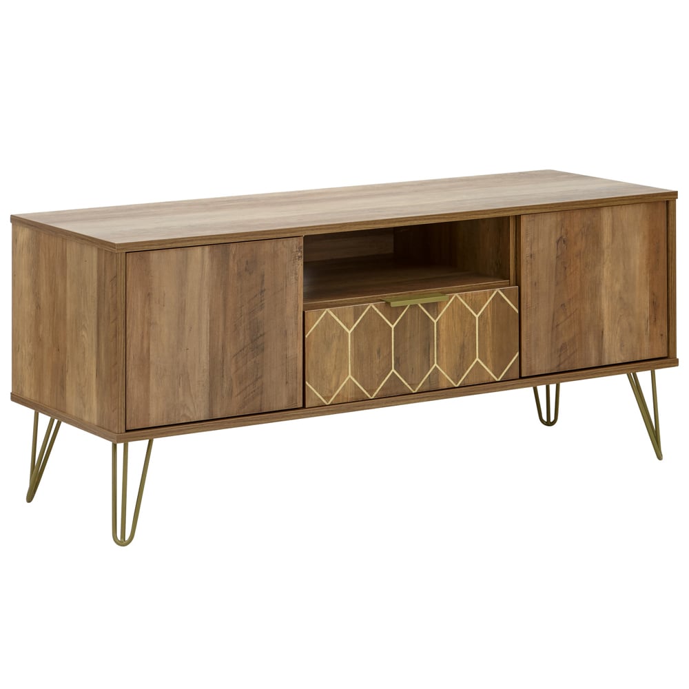 Ormskirk Wooden TV Stand With 2 Doors 1 Drawer In Oak