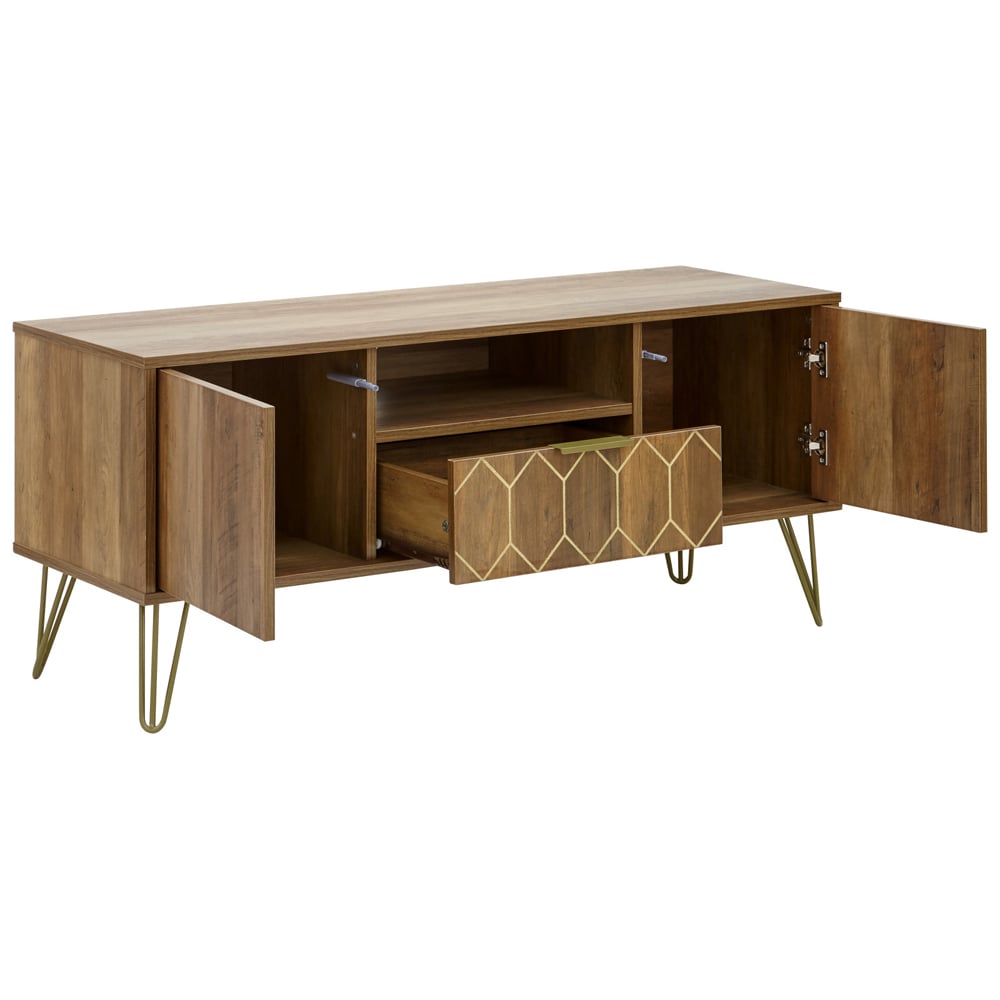 Ormskirk Wooden TV Stand With 2 Doors 1 Drawer In Oak