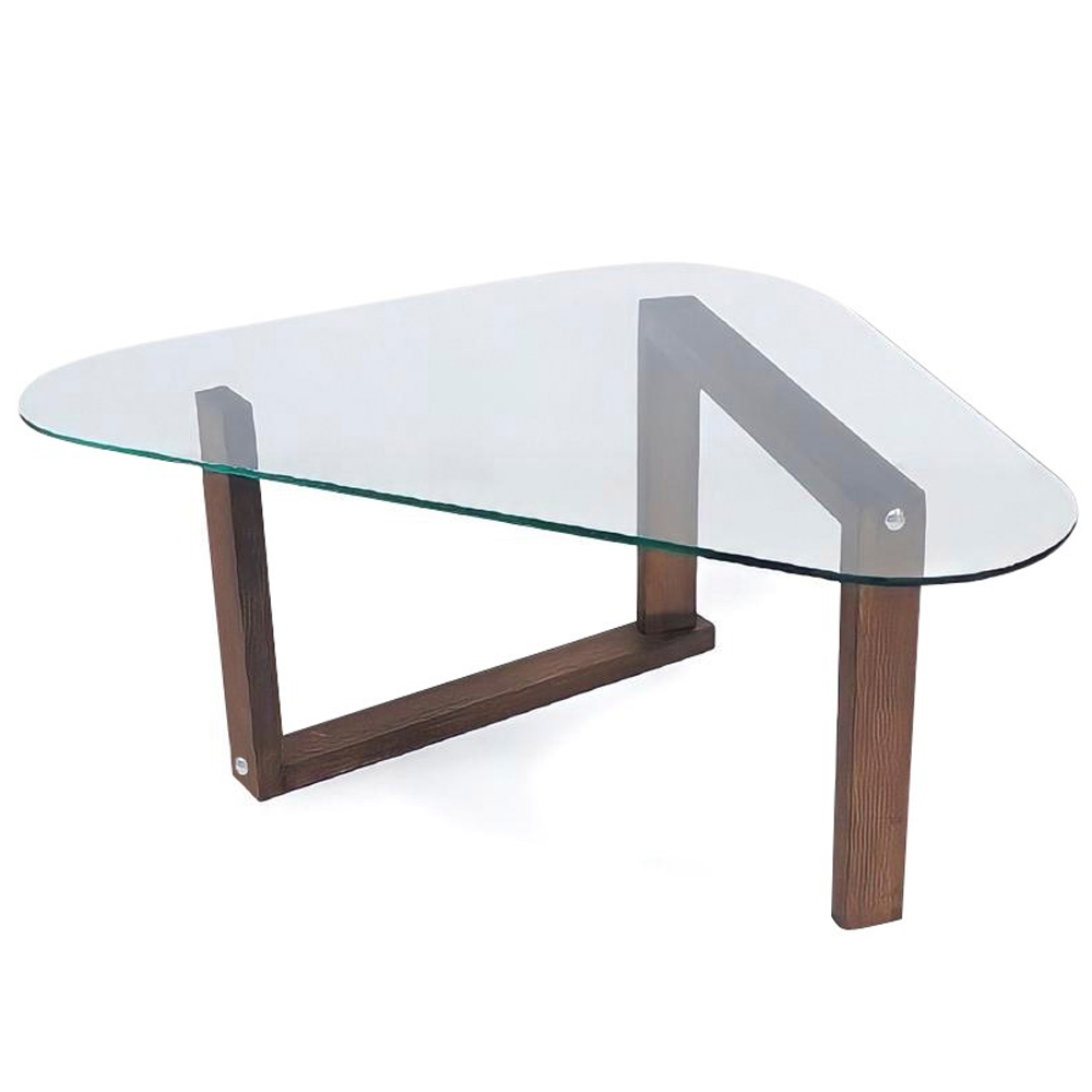 Orniva Tempered Glass Top Coffee Table With Solid Wood Frame