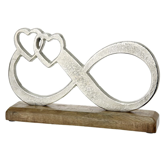Oro Aluminium Infinity On Wood Base Sculpture In Silver