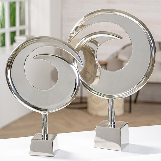 Oro Aluminium Swirl Sculpture Large In Silver