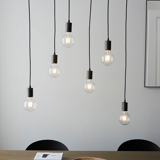 Orono 6 Lights Linear Ceiling Pendant Light In Anthracite