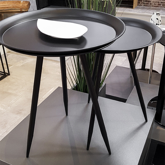 Orono Large Round Metal Side Table In Black_3