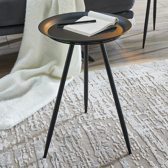 Orono Large Round Metal Side Table In Black