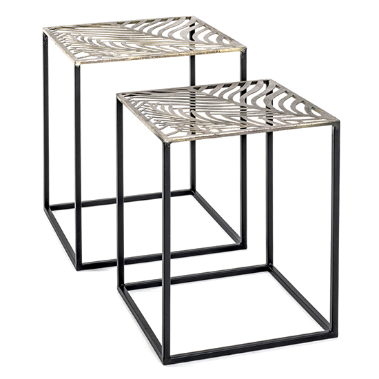 Orono Square Metal Set Of 2 Side Tables In Bronze