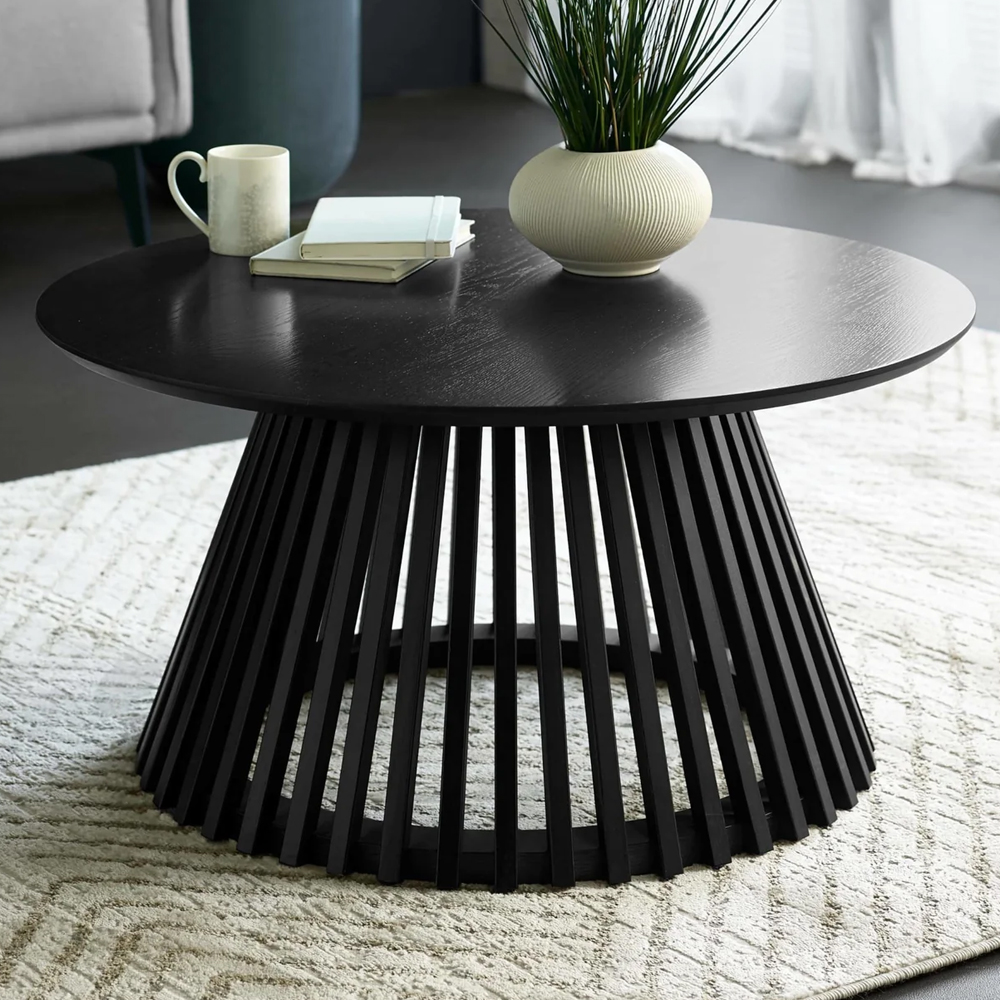 Orono Wooden Round Coffee Table - Black