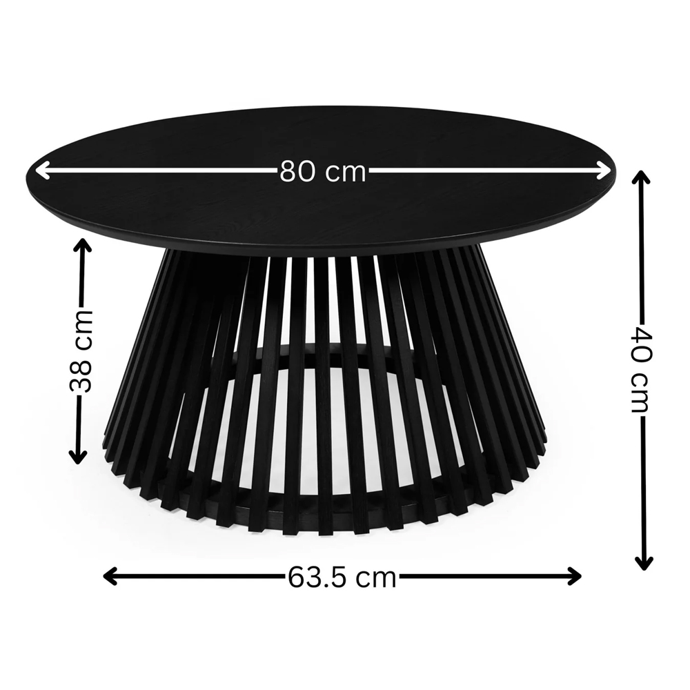 Orono Wooden Round Coffee Table - Black
