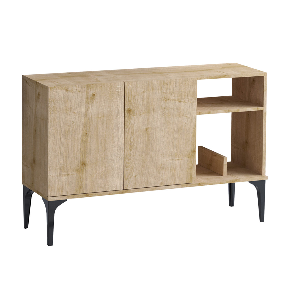 Orovia Wooden Storage Cabinet with Black Legs in Sapphire Oak