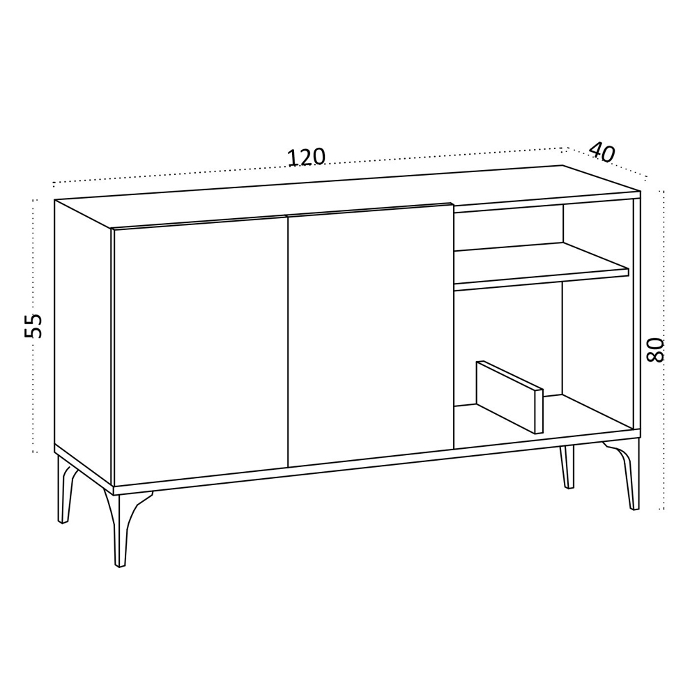 Orovia Wooden Storage Cabinet with Black Legs in Sapphire Oak