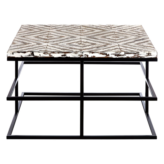 Orphee Square Wooden Coffee Table With Metal Frame In White