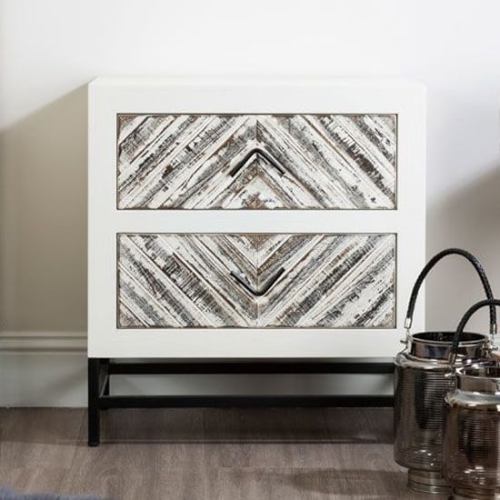 Orphee Wooden Bedside Cabinet With Metal Frame In White
