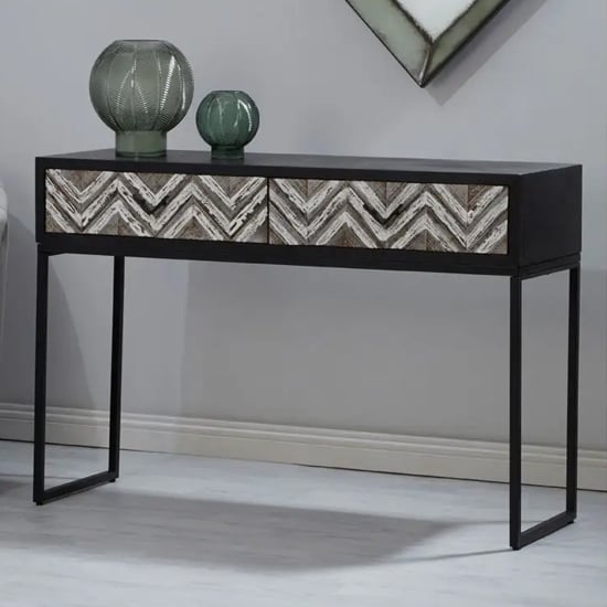 Orphee Wooden Console Table With 2 Drawers In Black
