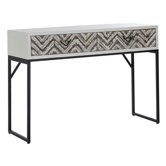 Orphee Wooden Console Table With Metal Frame In White_2