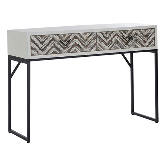Orphee Wooden Console Table With Metal Frame In White
