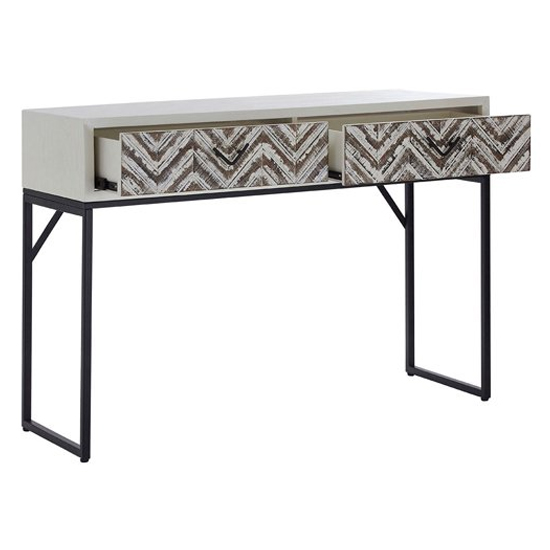 Orphee Wooden Console Table With Metal Frame In White_3