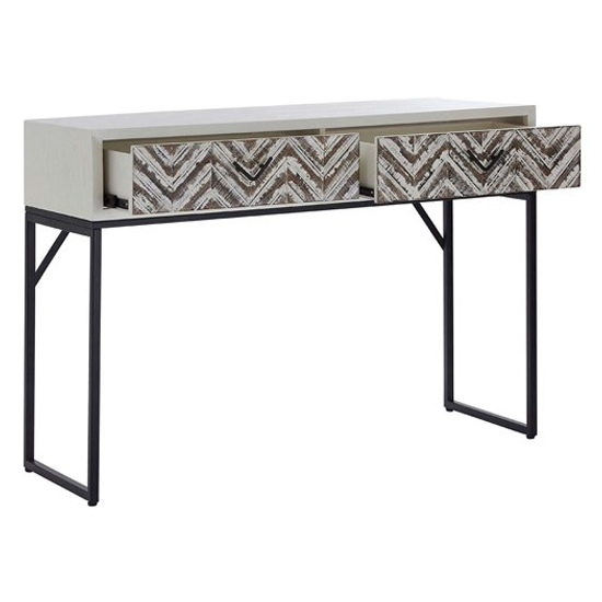 Orphee Wooden Console Table With Metal Frame In White