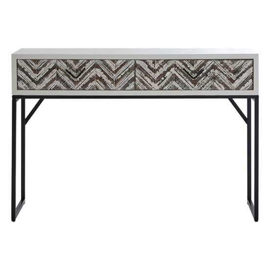 Orphee Wooden Console Table With Metal Frame In White_4