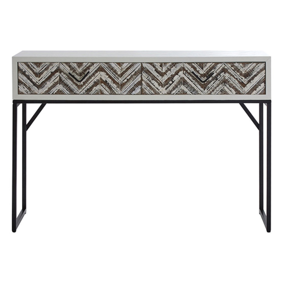 Orphee Wooden Console Table With Metal Frame In White