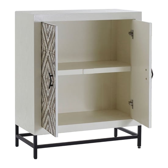 Orphee Wooden Storage Cabinet With Metal Frame In White