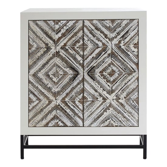 Orphee Wooden Storage Cabinet With Metal Frame In White