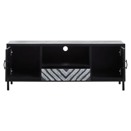 Orphee Wooden TV Stand With 2 Doors 1 Drawer In Black
