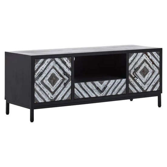 Orphee Wooden TV Stand With 2 Doors 1 Drawer In Black