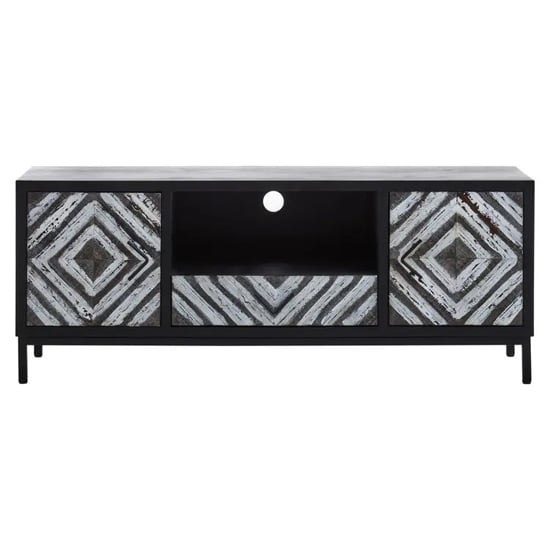 Orphee Wooden TV Stand With 2 Doors 1 Drawer In Black