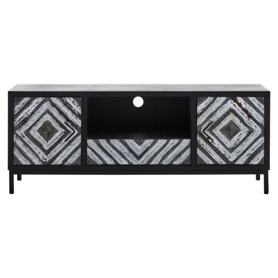 Read more about Orphee wooden tv stand with 2 doors 1 drawer in black