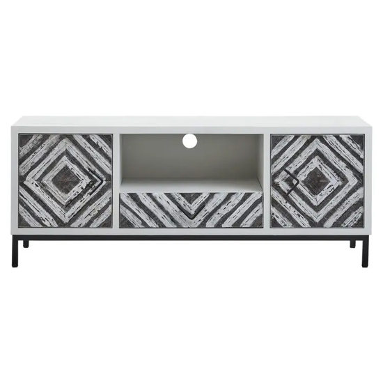 Read more about Orphee wooden tv stand with 2 doors 1 drawer in white
