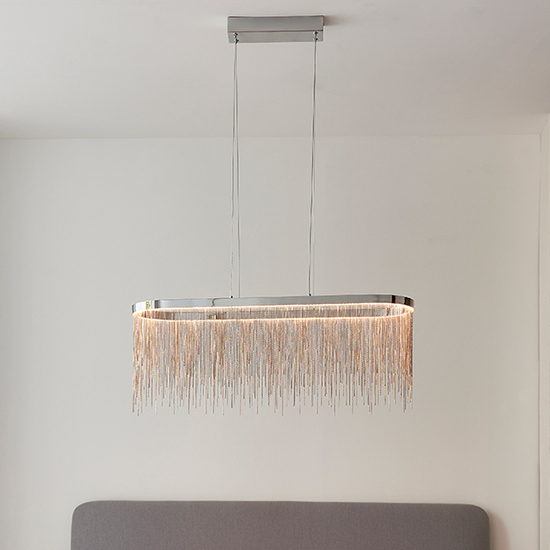 Product photograph of Orphelia Led Oval Pendant Light In Polished Chrome from Furniture in Fashion