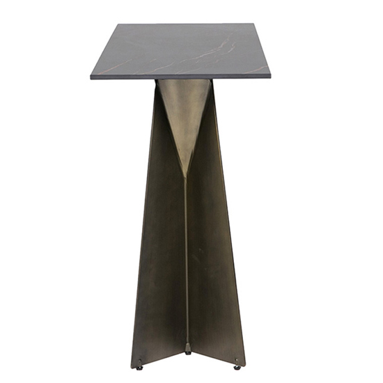 Orth Rectangular Stone Console Table With Gold Metal Base Furniture
