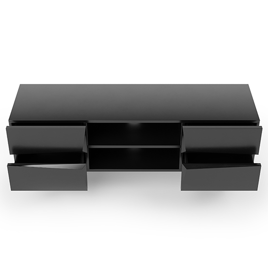 Orsha Wooden TV Stand With 4 Drawers In Black
