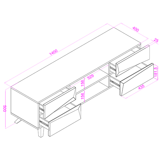 Orsha Wooden TV Stand With 4 Drawers In Black