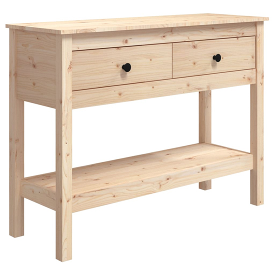 Orsin Pine Wood Console Table With 2 Drawers In Natural