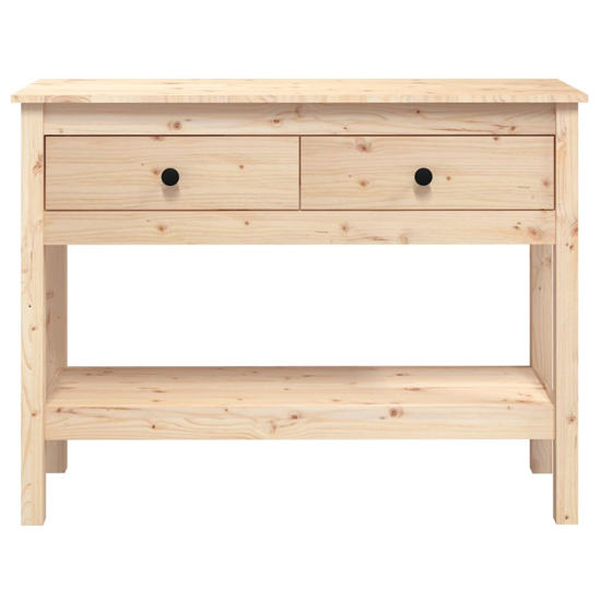 Orsin Pine Wood Console Table With 2 Drawers In Natural