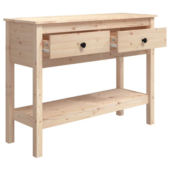 Orsin Pine Wood Console Table With 2 Drawers In Natural