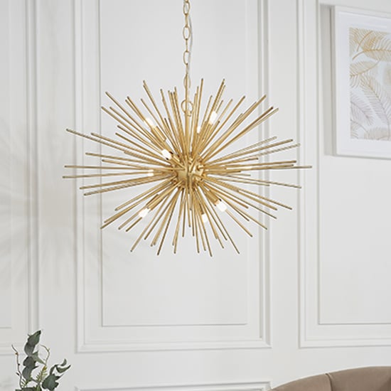 Read more about Orta 9 lights ceiling pendant light in satin brass