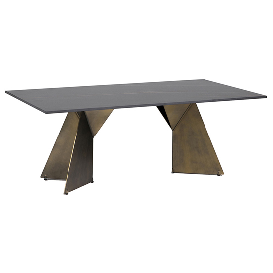 Orth Rectangular Stone Coffee Table With Gold Metal Base thumbnail
