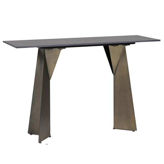 Photo of Orth rectangular stone console table with gold metal base