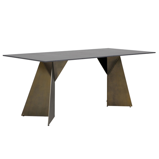 Read more about Orth rectangular stone dining table with gold metal base